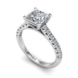 Princess Cut Engagement Ring III with Diamond Shoulders in Platinum - HEERA DIAMONDS