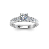 Princess Cut Engagement Ring with princess cut Diamond Shoulders in Platinum - HEERA DIAMONDS