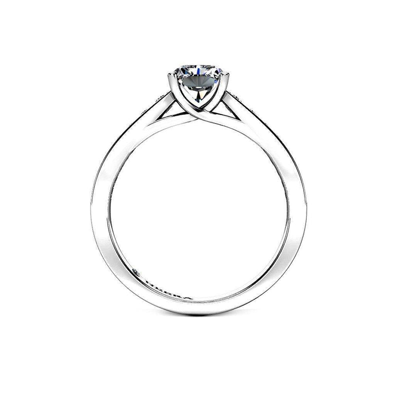 Radiant Cut Engagement Ring with Diamond Shoulders in Platinum - HEERA DIAMONDS