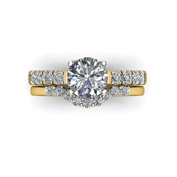 Round Brilliant Engagement Ring with Diamond Shoulders in Yellow Gold - HEERA DIAMONDS