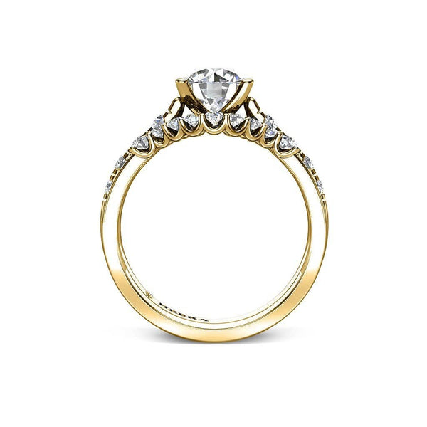 Round Brilliant Engagement Ring with Diamond Shoulders in Yellow Gold - HEERA DIAMONDS