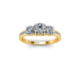 Round Brilliant Trilogy Engagement Ring in 18ct Yellow Gold - HEERA DIAMONDS