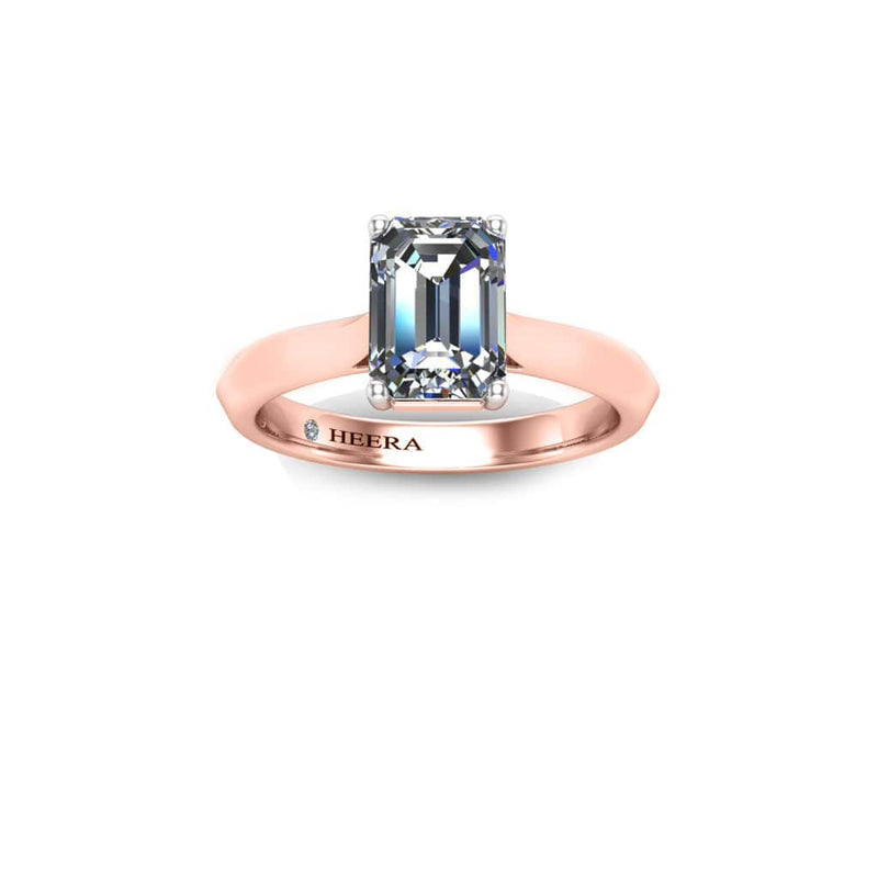 Tao Emerald Cut Solitaire Engagement Ring in Rose Gold - HEERA DIAMONDS