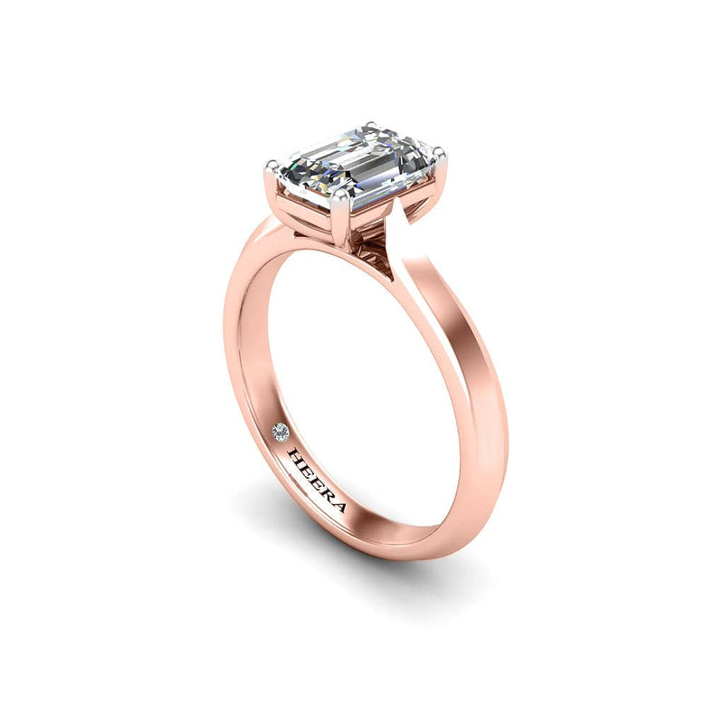 Tao Emerald Cut Solitaire Engagement Ring in Rose Gold - HEERA DIAMONDS