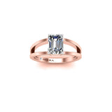 Tavia Emerald Cut Solitaire Engagement split Ring in Rose Gold - HEERA DIAMONDS