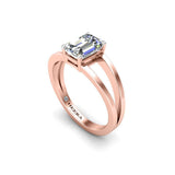 Tavia Emerald Cut Solitaire Engagement split Ring in Rose Gold - HEERA DIAMONDS