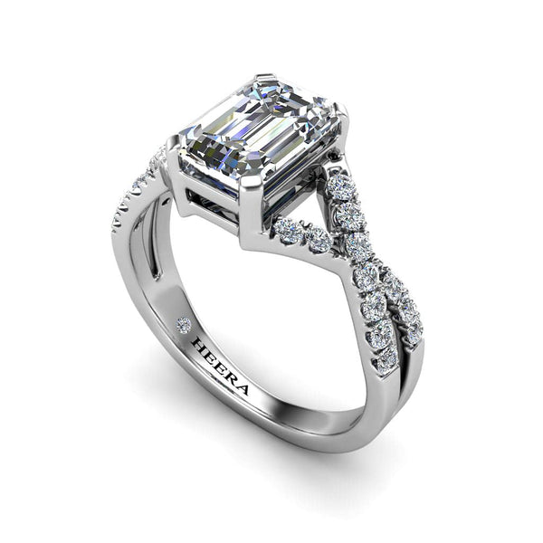 The Emerald Diamond Twist Engagement Ring in Platinum - HEERA DIAMONDS