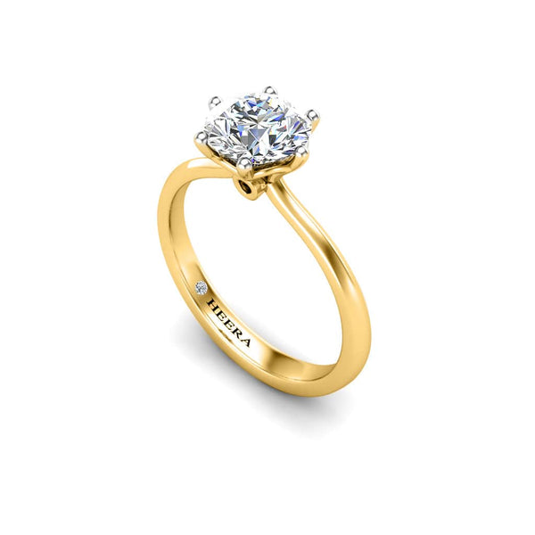 The Fairy Round Brilliant Solitaire Engagement Ring in Yellow Gold - HEERA DIAMONDS