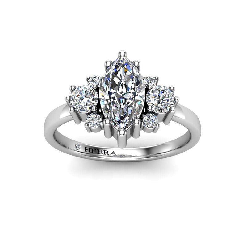 The Treasure Trilogy Engagement Ring in Platinum -Marquise  Cut - HEERA DIAMONDS