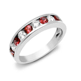18ct White Diamond-0.55ct Ruby-0.70ct 1 Eternity Ring - HEERA DIAMONDS