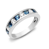 18ct White Diamond-0.55ct Saph-0.70ct 1 Eternity Ring - HEERA DIAMONDS