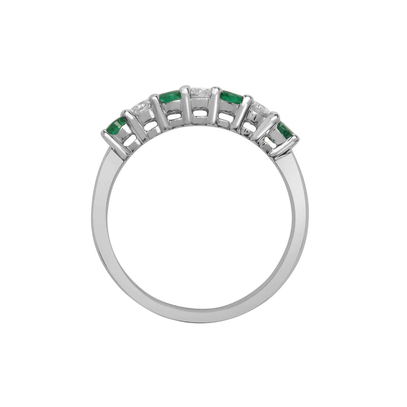 18ct White Gold Diamond And Emerald Claw Set Half Eternity Ring - HEERA DIAMONDS