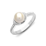 18ct White Gold Diamond And Pearl Ring - HEERA DIAMONDS