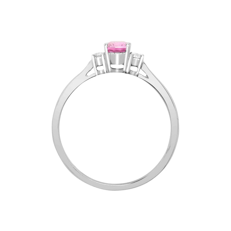 18ct White Gold Diamond And Pink Sapphire And 3 Stone Ring - HEERA DIAMONDS