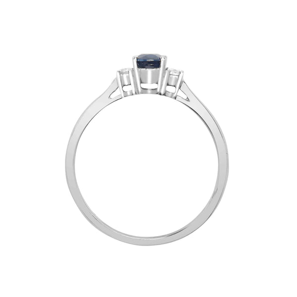 18ct White Gold Diamond And Sapphire 3 Stone Ring - HEERA DIAMONDS
