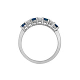 18ct White Gold Diamond And Sapphire Claw Set Half Eternity Ring - HEERA DIAMONDS