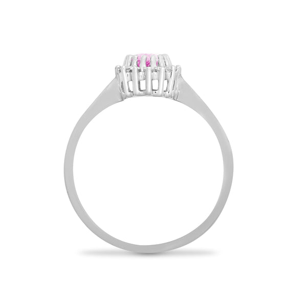 9ct White Gold Diamond And Pink Sapphire Ring - HEERA DIAMONDS