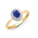 9ct Yellow Gold Diamond And Blue Topaz Ring - HEERA DIAMONDS