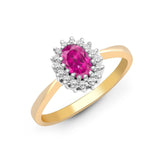 9ct Yellow Gold Diamond And Pink Sapphire Ring - HEERA DIAMONDS
