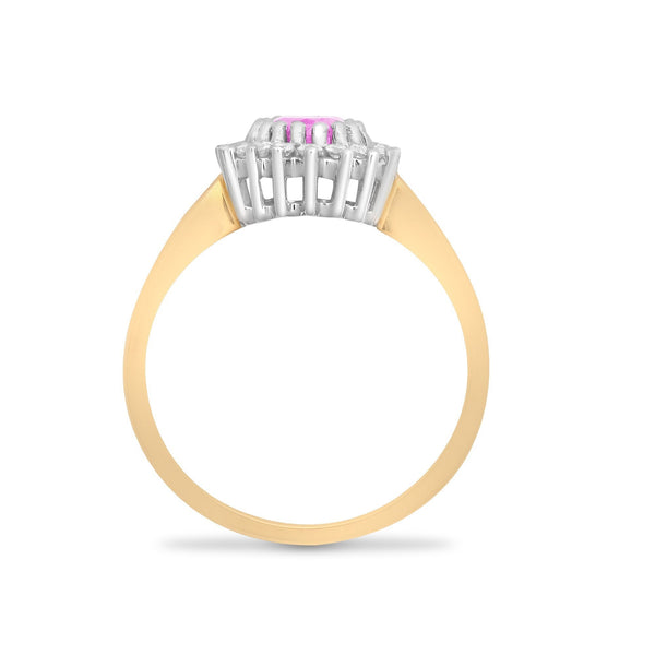 9ct Yellow Gold Diamond And Pink Sapphire Ring - HEERA DIAMONDS