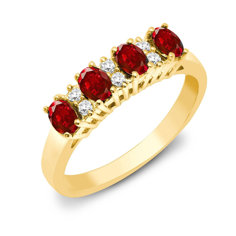 9ct Yellow Gold Diamond And Ruby Ring - HEERA DIAMONDS