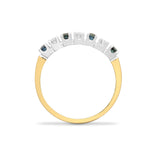9ct Yellow Gold Diamond And Sapphire Half Eternity Ring - HEERA DIAMONDS