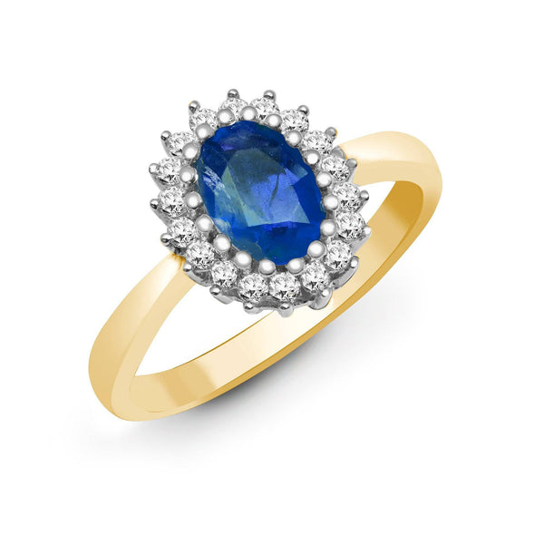 9ct Yellow Gold Diamond And Sapphire Ring - HEERA DIAMONDS