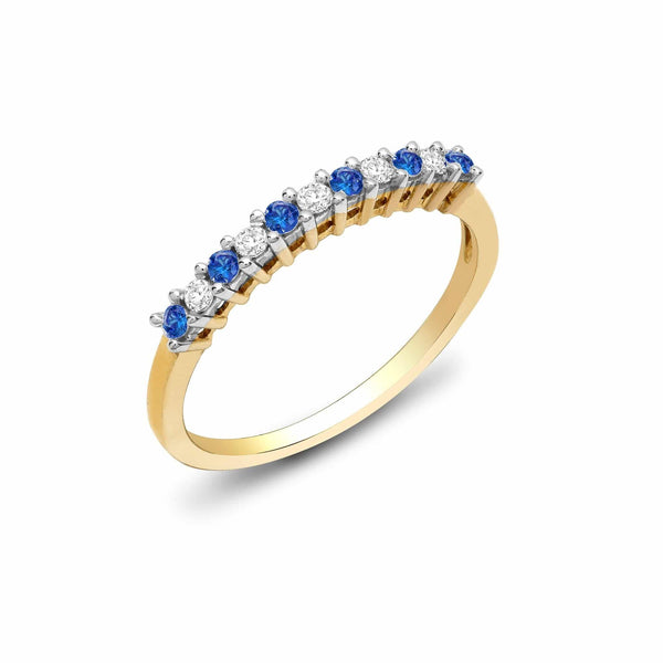 9ct Yellow Gold Diamond And Sapphire Ring - HEERA DIAMONDS