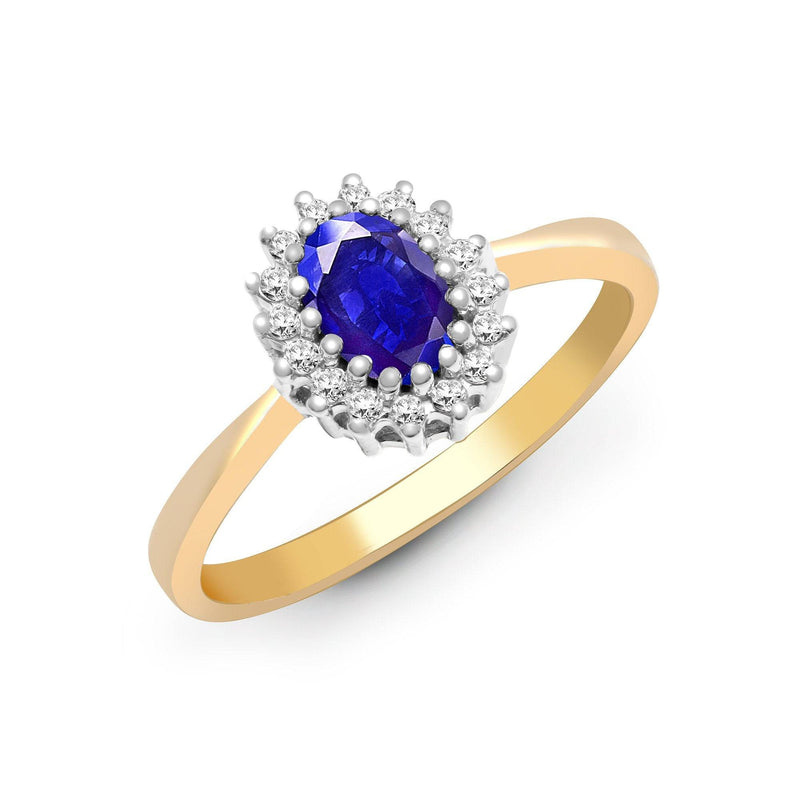 9ct Yellow Gold Diamond And Tanzanite Ring - HEERA DIAMONDS