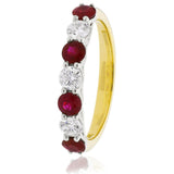 Seven Stone Ruby and Diamond Ring in Claw Set - HEERA DIAMONDS