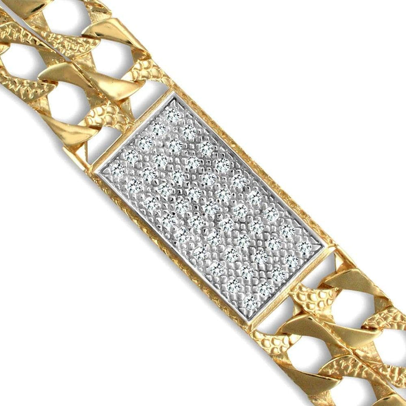 9ct Gold Polished Cast Cz Double Curb Bracelet - HEERA DIAMONDS
