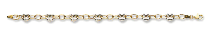 Two Colour Gold Fancy Heart Linked Bracelet - HEERA DIAMONDS