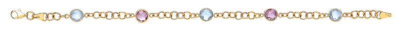 Yellow Gold Amethyst and Blue Topaz Bracelet - HEERA DIAMONDS