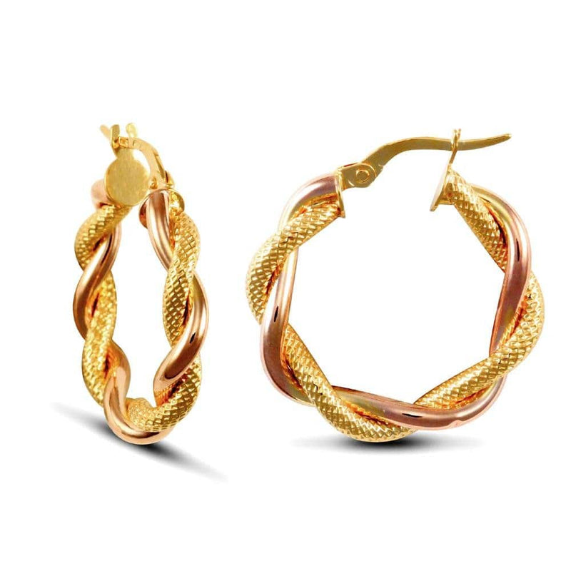 9ct Rose And Yellow Gold Mesh Hoop Earrings - HEERA DIAMONDS