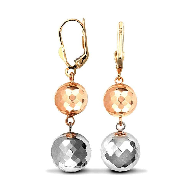 9ct Three Colour Gold Bead Drop Earrings - HEERA DIAMONDS