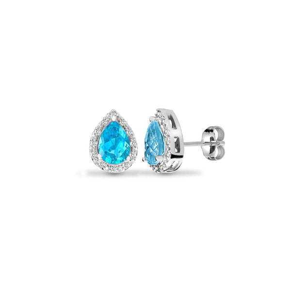 9ct White Dia-0.06ct Blue Topaz- Pear Drop Ring - HEERA DIAMONDS