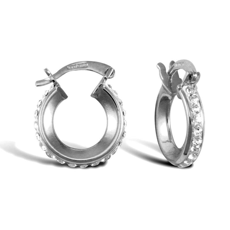 9ct White Gold Cubic Zirconia Hoop Earrings - HEERA DIAMONDS