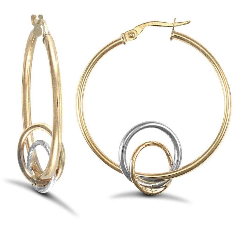 9ct Yellow And White Gold Hoop Earrings - HEERA DIAMONDS