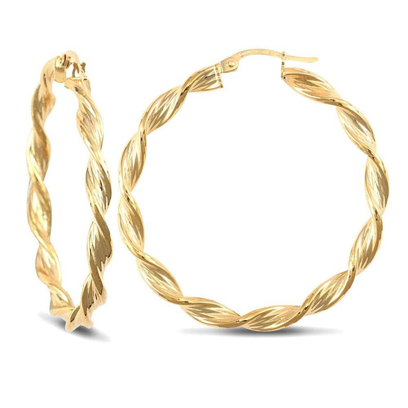 9ct Yellow Gold Barked Twist Earrings - HEERA DIAMONDS