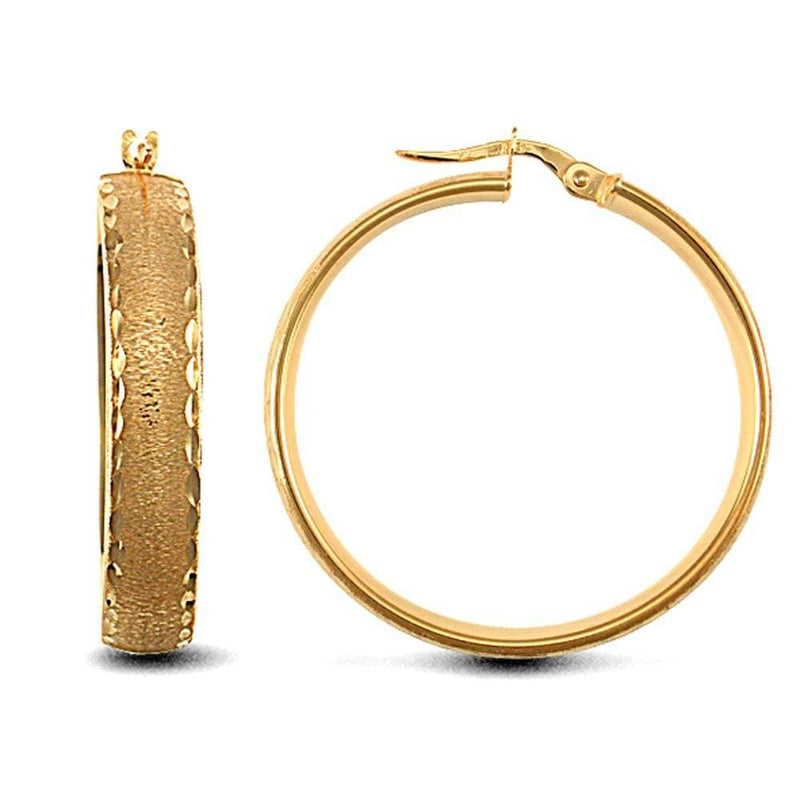 9ct Yellow Gold Court Hoop Earrings - HEERA DIAMONDS