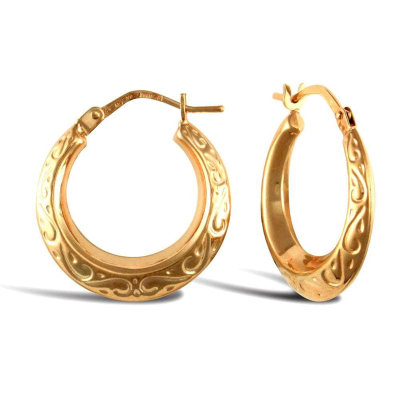 9ct Yellow Gold Creole Earrings - HEERA DIAMONDS