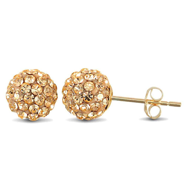 9ct Yellow Gold Crystal Ball Stud Earrings - HEERA DIAMONDS