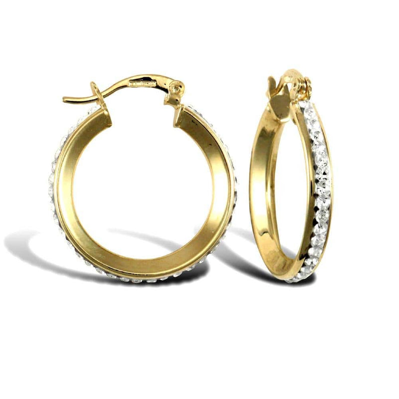 9ct Yellow Gold Cubic Zirconia Hoop Earrings - HEERA DIAMONDS