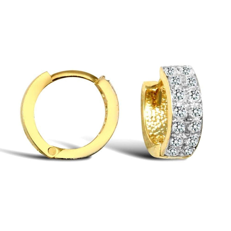 9ct Yellow Gold Cubic Zirconia Huggie Earrings - HEERA DIAMONDS