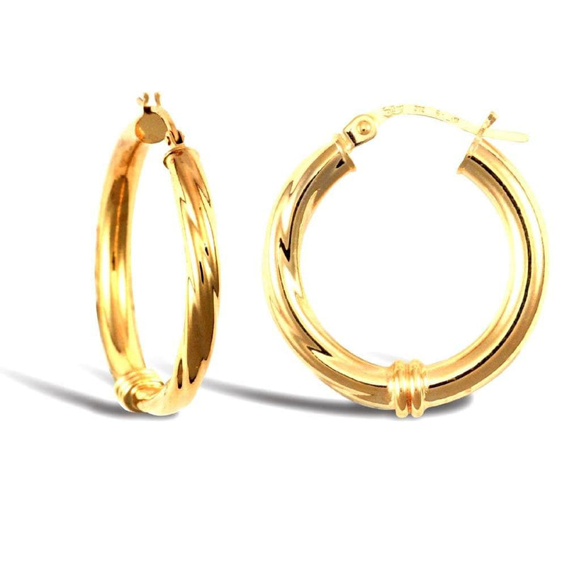 9ct Yellow Gold Half Twist Hoop Earrings - HEERA DIAMONDS