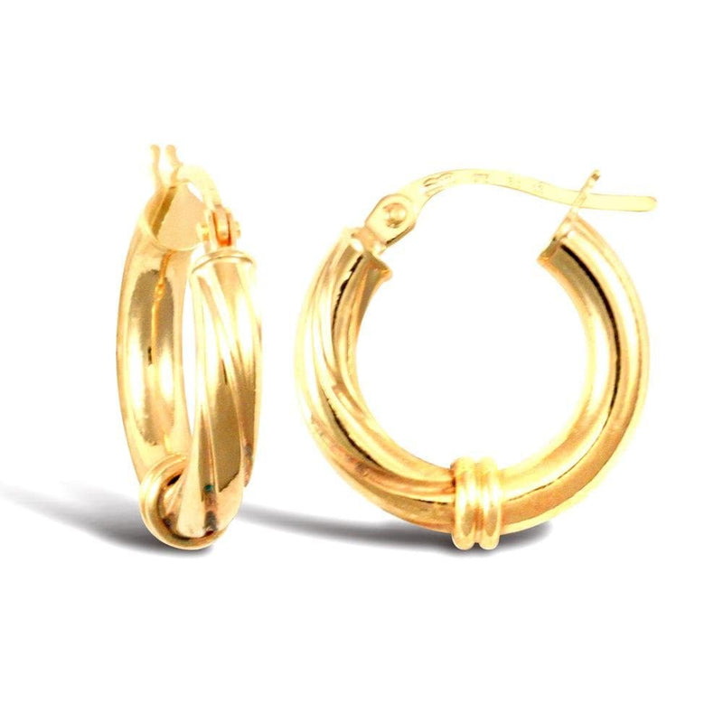 9ct Yellow Gold Half Twist Hoop Earrings - HEERA DIAMONDS