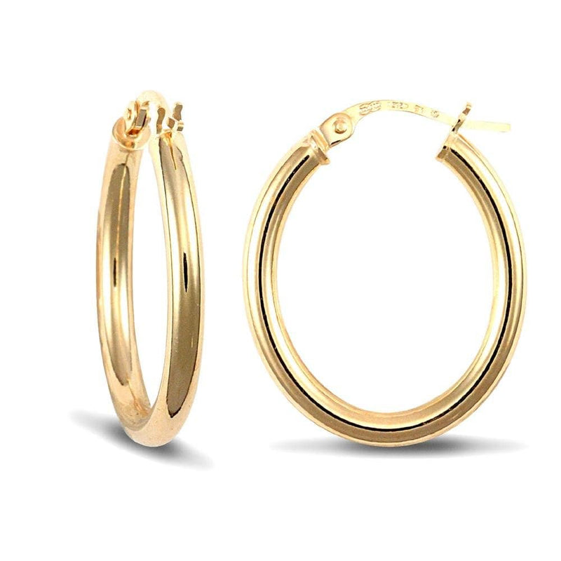9ct Yellow Gold Oval Earrings - HEERA DIAMONDS