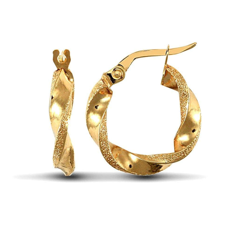 9ct Yellow Gold Polished/Frost Hoop Earrings - HEERA DIAMONDS