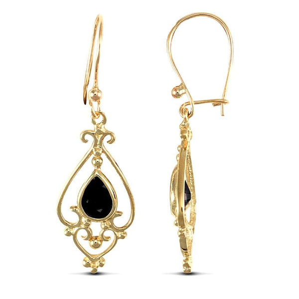 9ct Yellow Gold Sapphire Drop Earrings - HEERA DIAMONDS