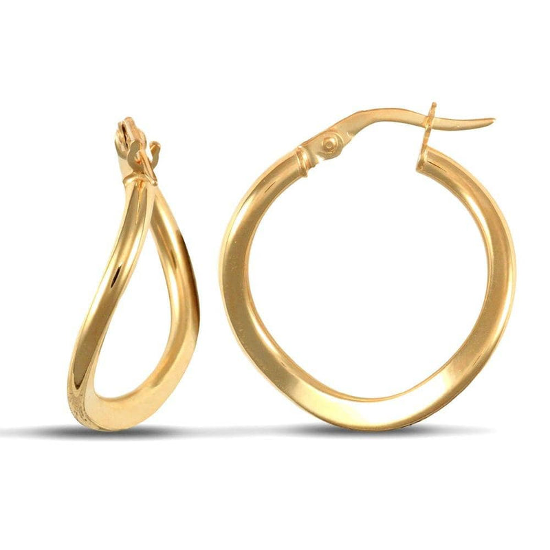 9ct Yellow Gold Super Light Wavy Shape Earrings - HEERA DIAMONDS